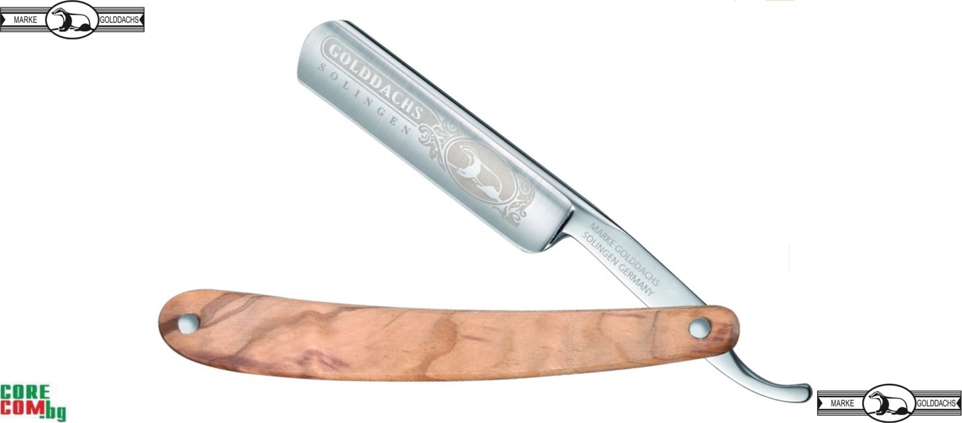 Golddachs Solingen straight razor, olivewood, Бръснач за бръснене на брада, излючително качество от Солинген Германия, дръжка Маслиново дърво, Golddachs Solingen Razor, Безплатна доставка в България!